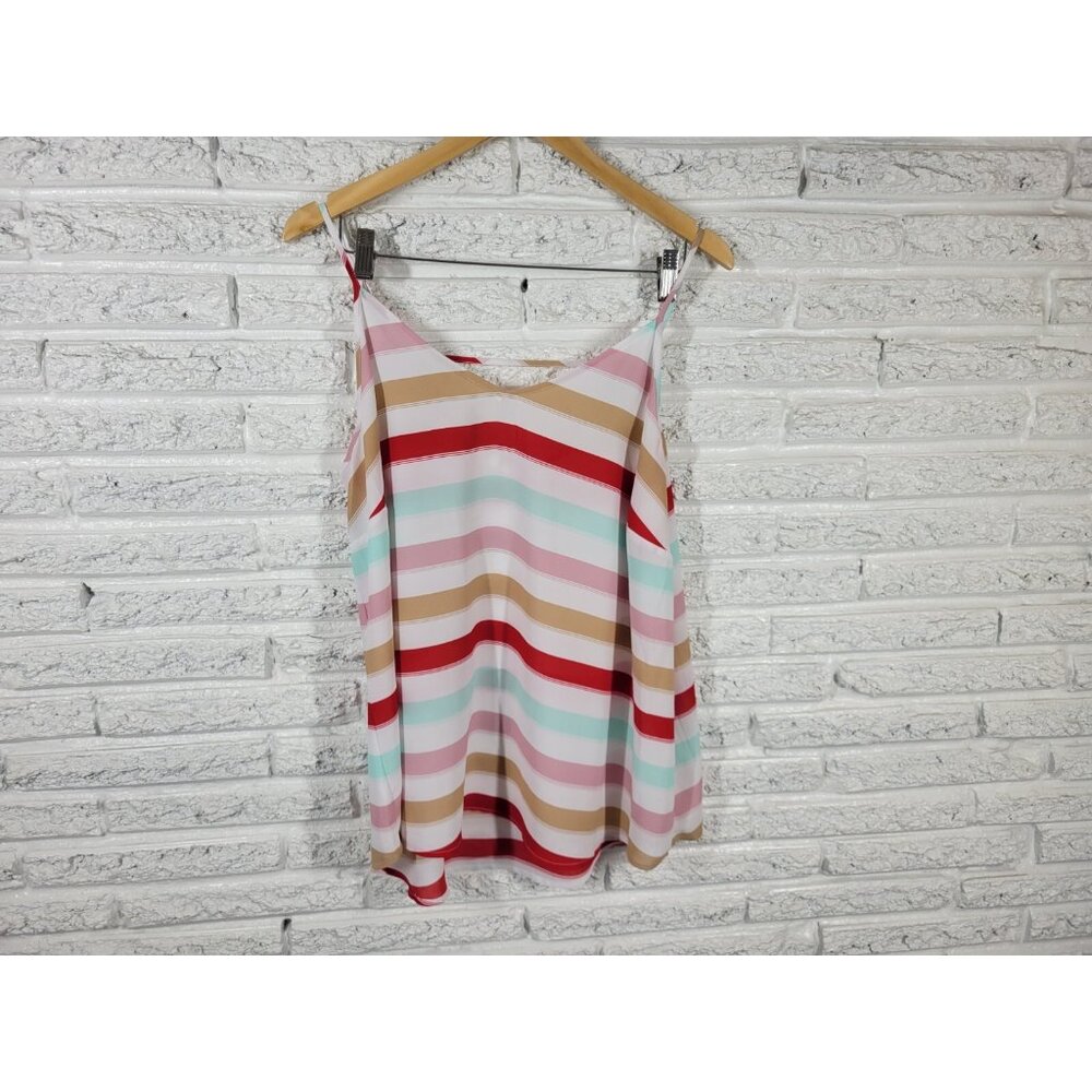 Maurices Womens Top 1 1X Plus Camisole Red Stripe Lightweight Sheer E8E